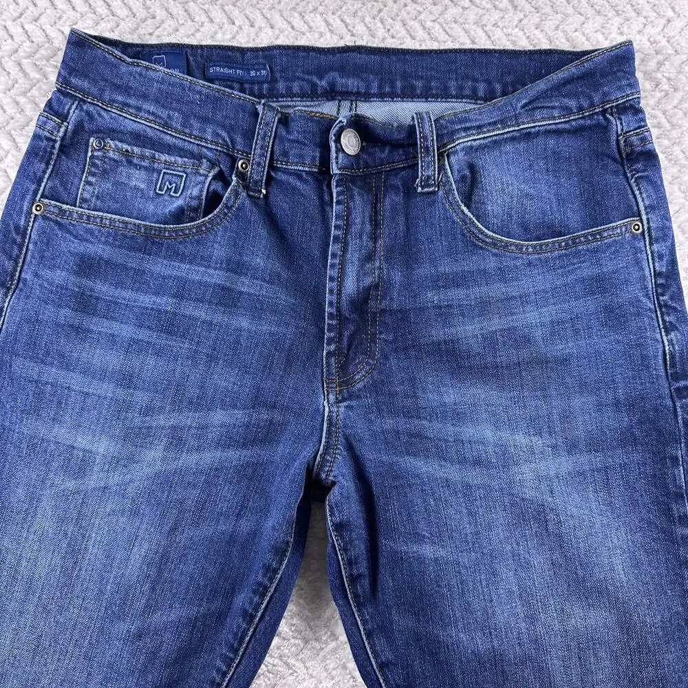 M Collection By Michael Strahan Jeans Mens Blue 30x30 Straight Fit Stretch‎